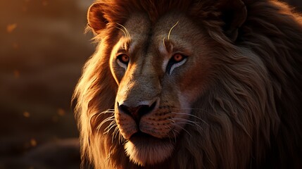 Exquisite Macro Shot: Detailed Lion Close-up with Photorealistic Cinematic Lighting