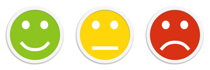 Icons zum Bewerten in grün gelb und rot