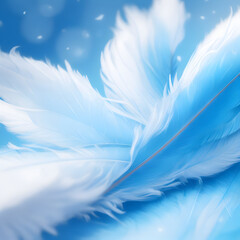 Blue feathers background.  Template. Beautiful. Elegant. Christmas, New Year, Valentine, Mother's Day. Generative art.
