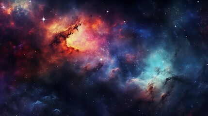 Fototapeta premium Nebula and galaxies: abstract cosmos background in outer space