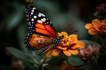 Obraz premium monarch butterfly on flower made by midjourney