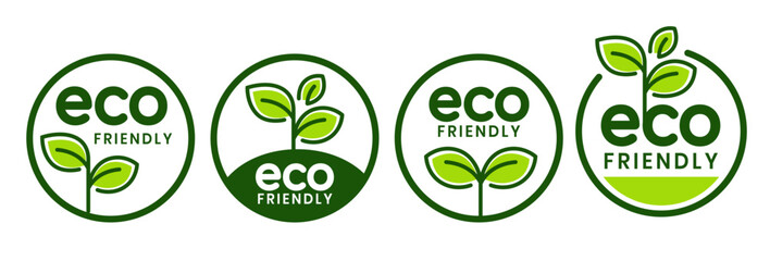 Set of eco friendly icons. Ecologic food stamps. Organic natural food labels.	