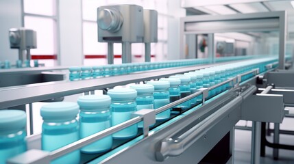 Manufacturing line conveyor with vials | generative AI