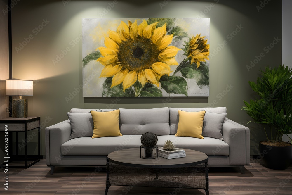 Wall mural modern living room made by midjourney