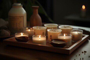 candles in a spa made by midjourney