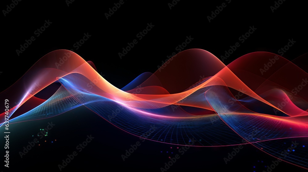 Poster quantum wavetracing an abstract style vector image, in the style of shape forms, digitally enhanced,