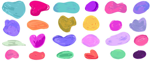 Amoeba shape marker figure abstract set. Amoeba irregular blob varios form. Colorful organic bubble liquid. Vector illustration. Round figure organic form.