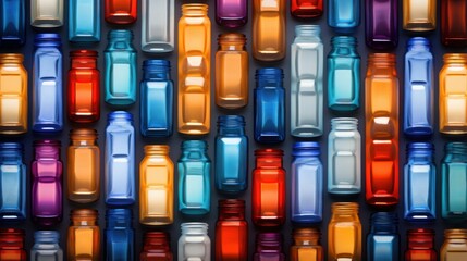 Pill bottles arranged in geometric pattern | generative AI