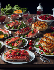 Fototapeta na wymiar culinary dishes on the table background