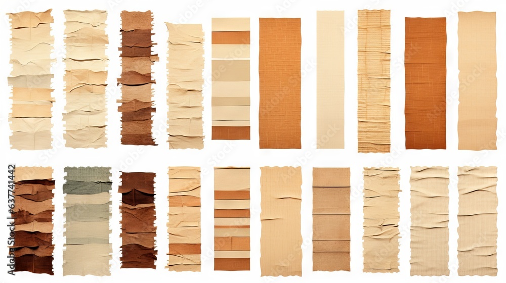 Aufkleber assorted ripped textured paper strips isolated on transparent background - cut-out vintage collage d