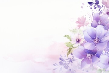 Fototapeta na wymiar 紫系の花柄水彩フレーム 