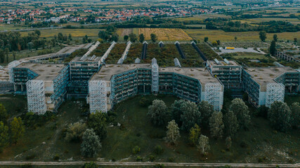 Aerial View of abandoned Children's Hospital Blato, Zagreb. - 637743416