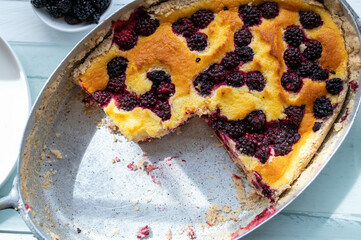 Homemade cheesecake with blackberries