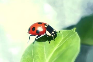 ladybird on a leaf made by midjourney
