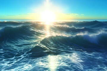 Fototapeta premium sunset over sea made by midjourney