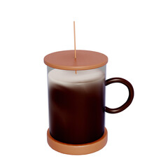 3d realistic coffee shop illustration isolated on transparent background