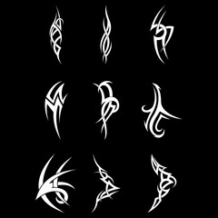 Acid Neo-tribal shapes. Abstract ethnic shapes in gothic style. modern elements for typography  tattoo  poster  cover. Vector illustration