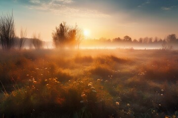 sunrise in the forest made by midjourney