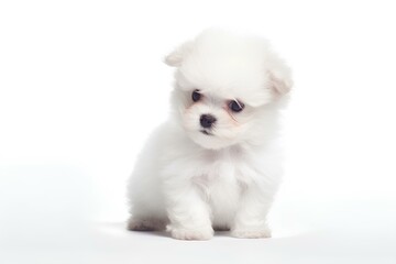 Obraz premium white pomeranian puppy made in midjourney