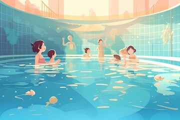 people in the pool made by midjourney
