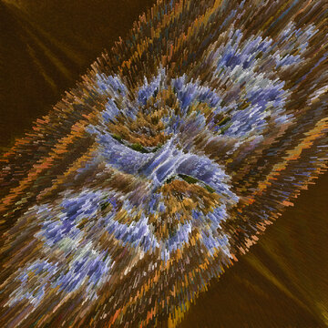 exploding gold and pale lilac purple Julia set type fractal