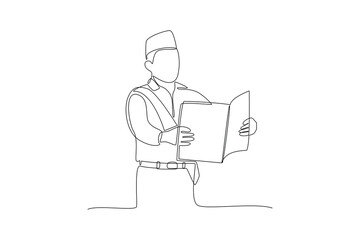 Continuous one line drawing Selamat Hari Sumpah Pemuda. Translation: Happy Indonesian Youth Pledge concept. Doodle vector illustration.