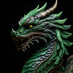 Green wooden dragon, new year 2024. 