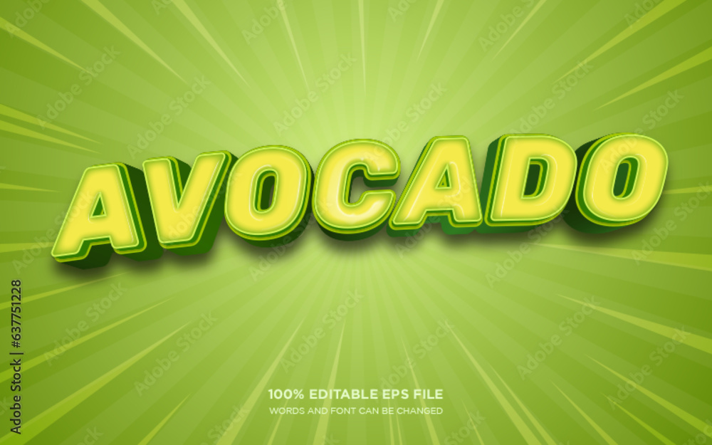 Poster avocado 3d editable text style effect