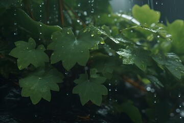 rain drops on a leaf made by midjourney