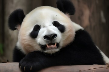 Obraz premium giant panda eating bamboo made by midjourney