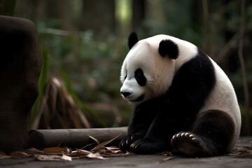 giant panda eating bamboo made by journey