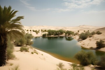 Fototapeta na wymiar oasis in the desert made by midjourney