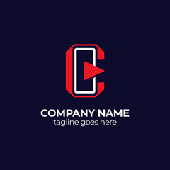 cellphone c letter player logo.logotype design