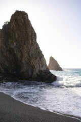 cliff of palmi beach in calabria called la tonnara - obrazy, fototapety, plakaty