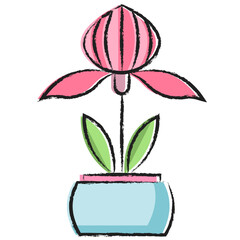 Hand drawn Orchid plant icon