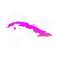 Cuba map in colorful halftone gradients. Future geometric patterns of lines abstract on white background. Vector illustration EPS10