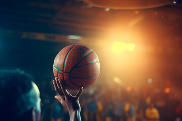 Fototapeta premium Basketball in hands. Sport and healthy lifestyle concept. Playing basketball