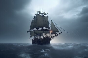 ship in the storm made by midjourney