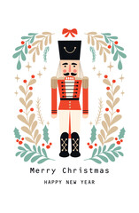 Nutcracker ballet Christmas card. Vector illustration.