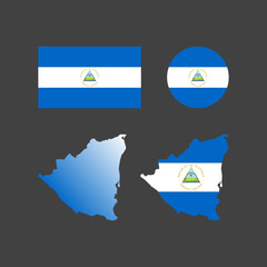 Nicaragua national flag and map vectors set....