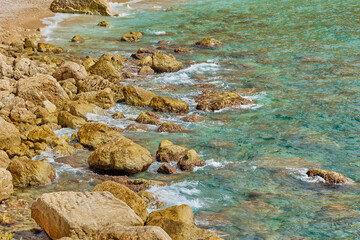 Cala del Moraig beach in Benitatxell of Alicante, Costa Blanca, Spain.