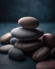 Fototapeta na wymiar Small stack of smooth, round pebbles