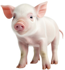 Cute baby piglet isolated on a white background as transparent PNG, farm animal