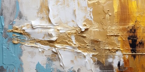 Gilded Abstract Art Texture: Gold Painting with Oil Brushstrokes