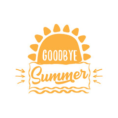 White goodbye summer vector concept text label or sticker isolated on white background. Goodbye summer concept illustration
