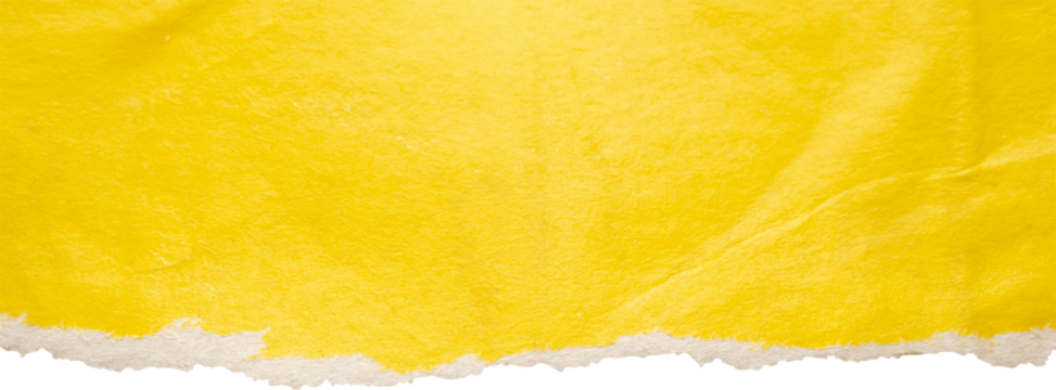 Yellow ripped paper torn edges strips isolated on white background