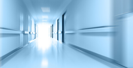 Interior of hospital research lab hallway