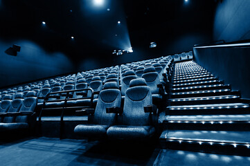 Empty row of seats in a cinema or theater