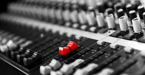 Fototapeta premium Detail of professional digital audio mixing system