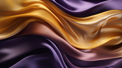 Abstract purple and gold silk drapery with wave